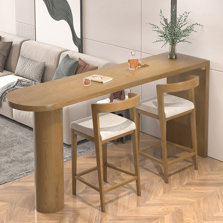 Specialty Solid Wood Bar Table Double Pedestal Bar Height Pub Table in Natural