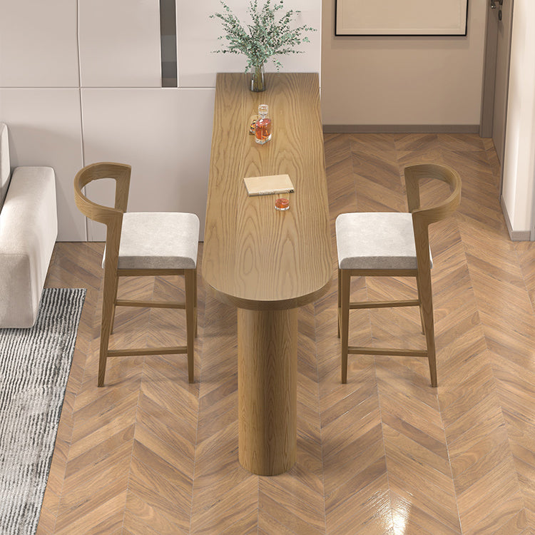 Specialty Solid Wood Bar Table Double Pedestal Bar Height Pub Table in Natural