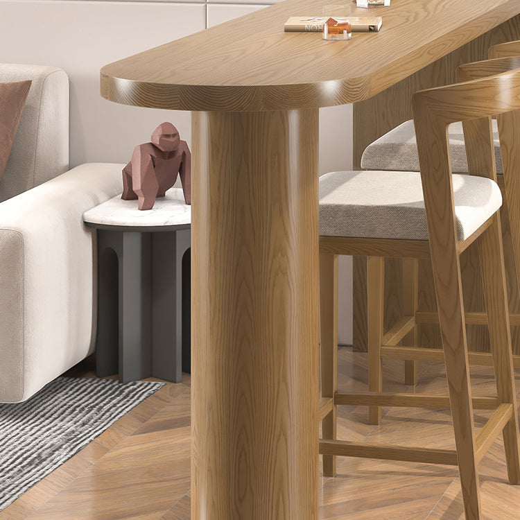 Specialty Solid Wood Bar Table Double Pedestal Bar Height Pub Table in Natural