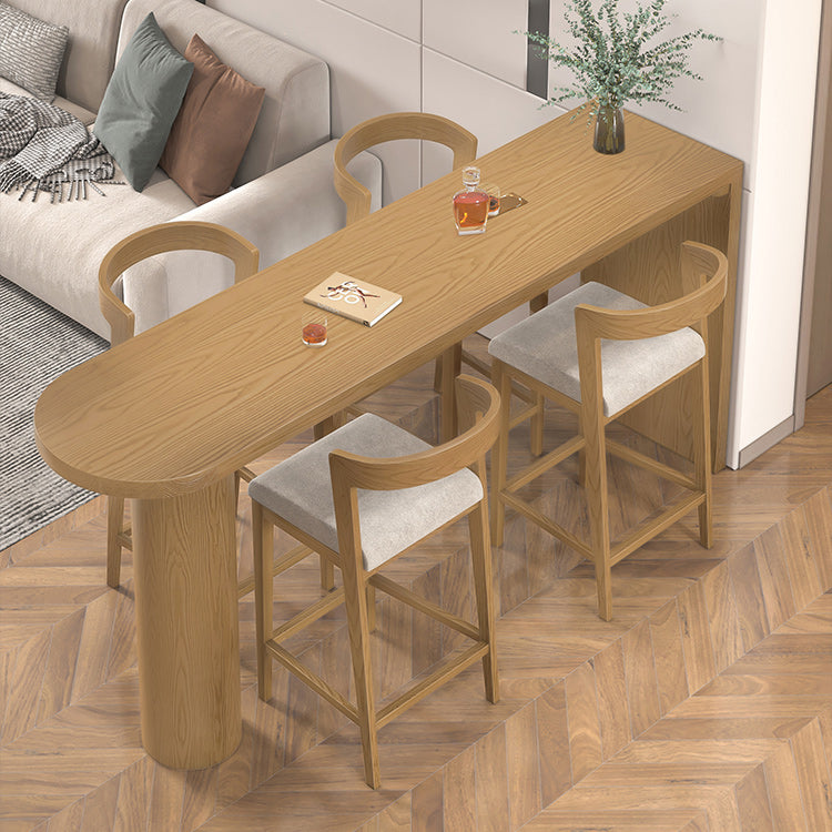 Specialty Solid Wood Bar Table Double Pedestal Bar Height Pub Table in Natural