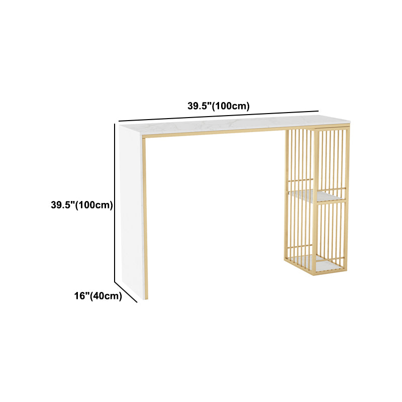 Glam Style Bar Table Faux Marble Bar Dining Table with Storage Shelf