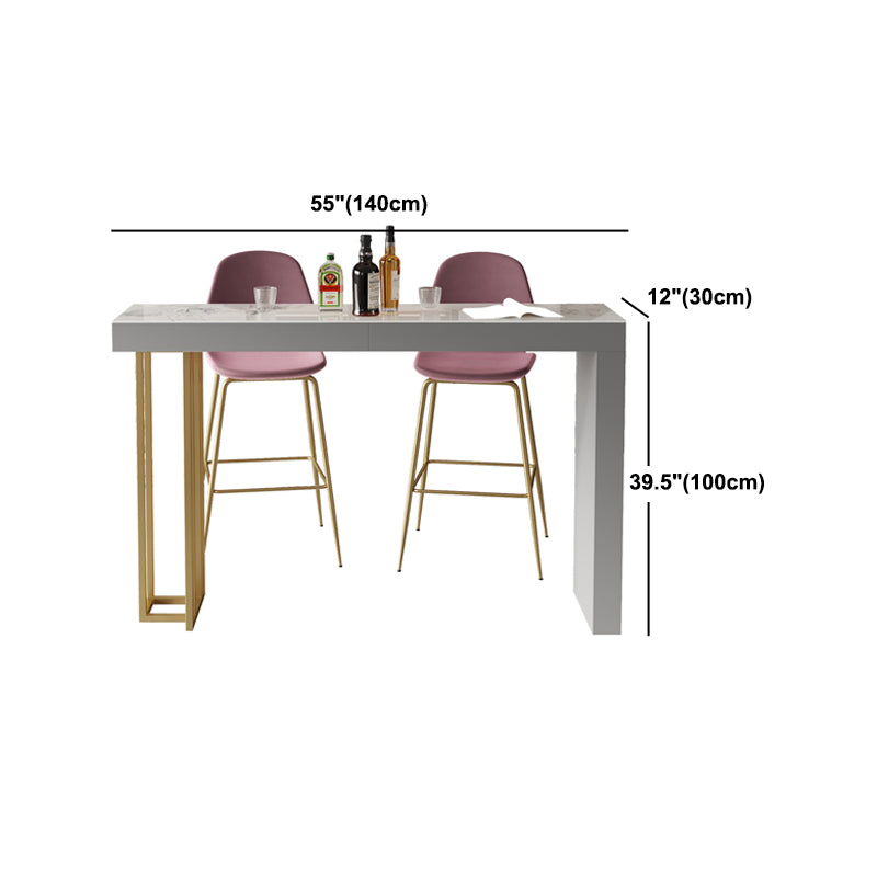 Glam Style Bar Table Rectangle Stone Bar Dining Table for Living Room