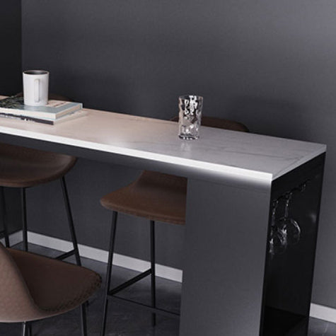 Modem Style Bar Table Rectangle Faux Marble Bar Dining Table