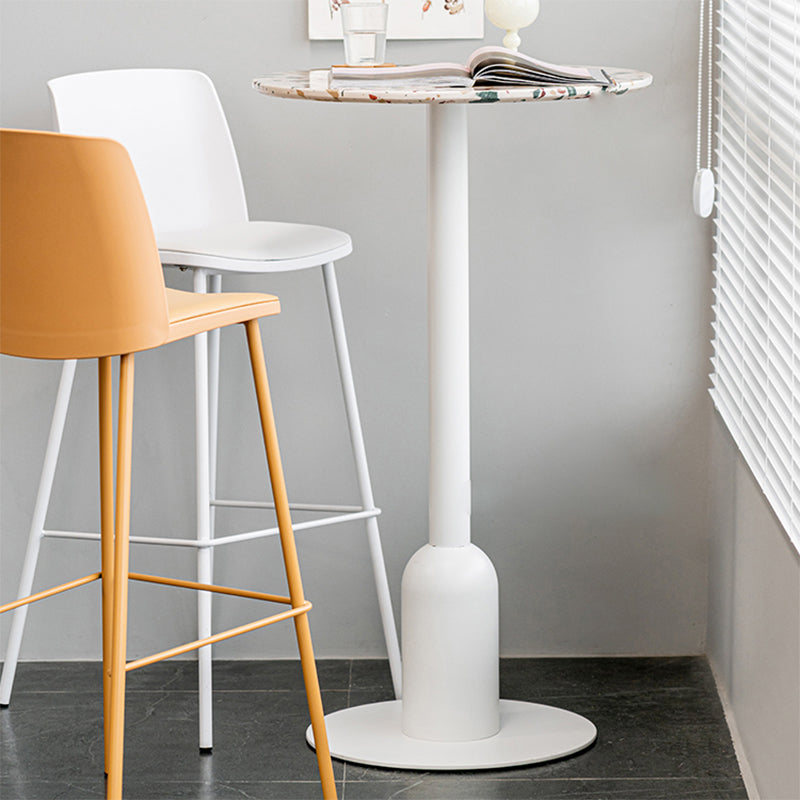 Industrial Bar Dining Table Fixed Bistro Bar Height Cocktail Table with Metal Base