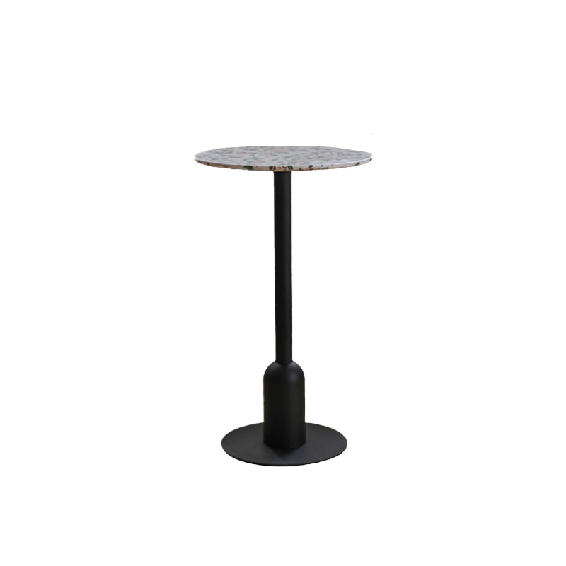 Industrial Bar Dining Table Fixed Bistro Bar Height Cocktail Table with Metal Base