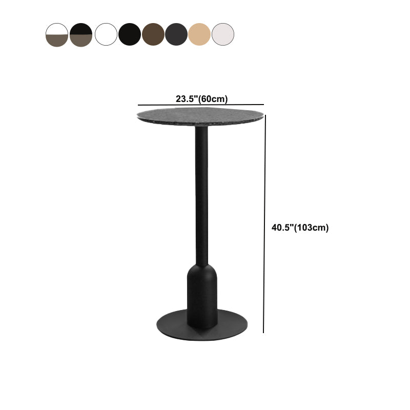 Industrial Bar Dining Table Fixed Bistro Bar Height Cocktail Table with Metal Base