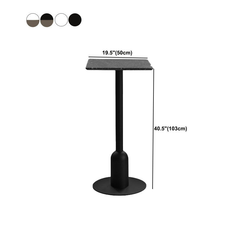 Industrial Bar Dining Table Fixed Bistro Bar Height Cocktail Table with Metal Base