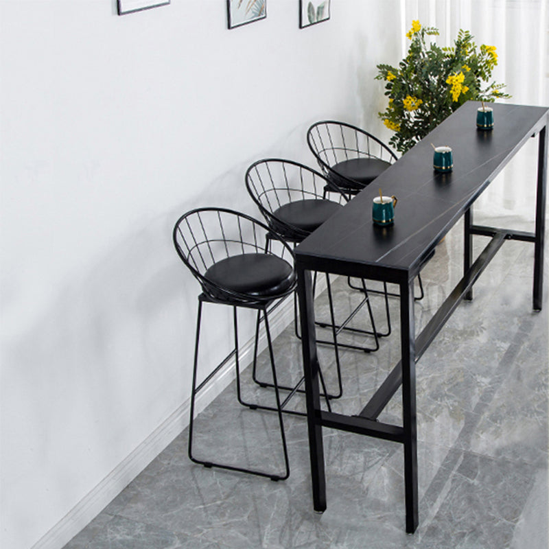 Contemporary Style Bar Table Stone Bar Dining Table with Footrest