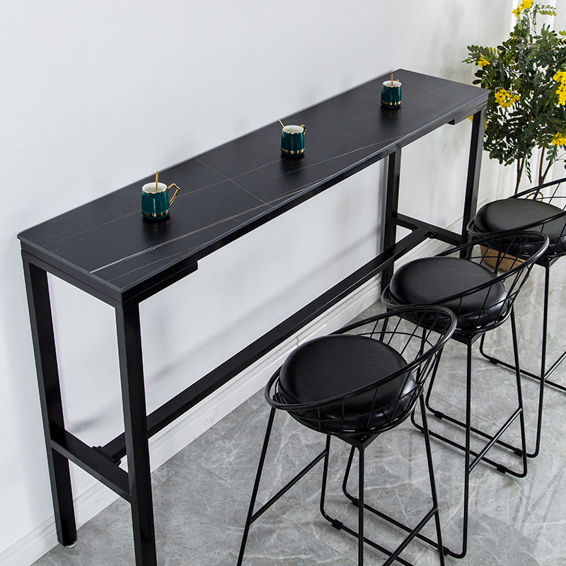 Contemporary Style Bar Table Stone Bar Dining Table with Footrest