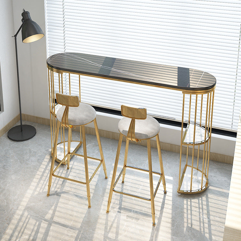 Oval Bar Table Sintered Stone Dining Table for Kitchen Living Room