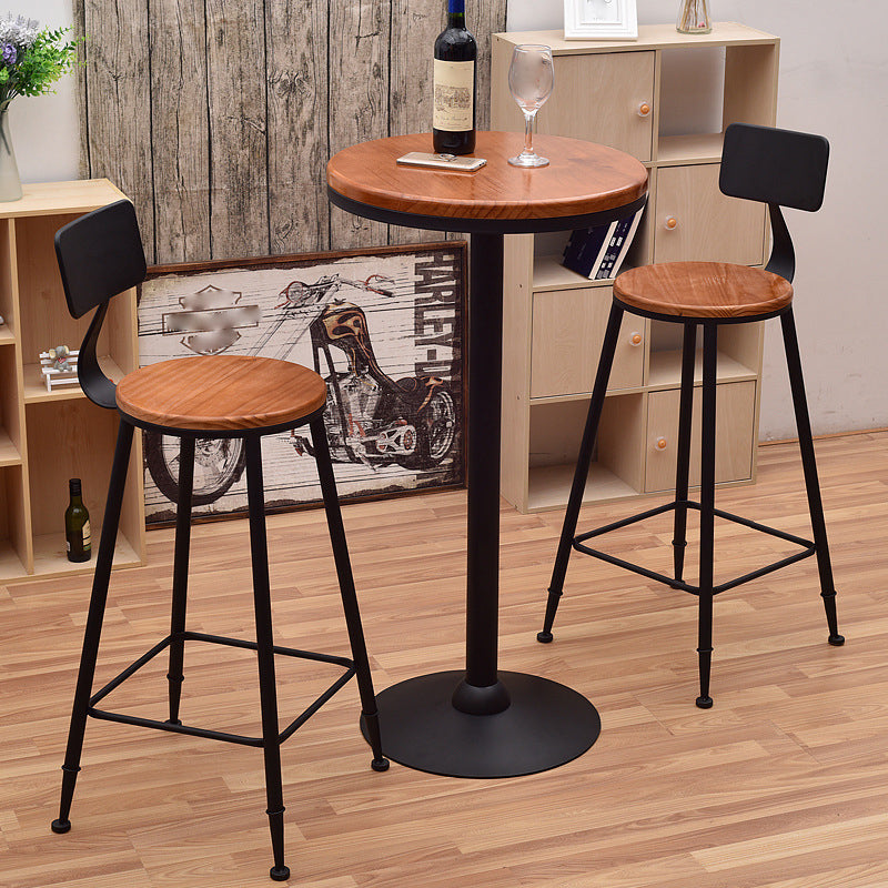 Modern Pub Table Round Bar Height Solid Wood Bar Table for Indoor