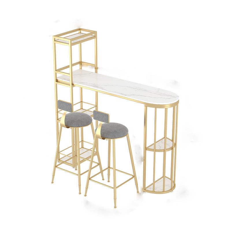 Modern Sintered Stone Bar Table Dining Table with Storage Shelves