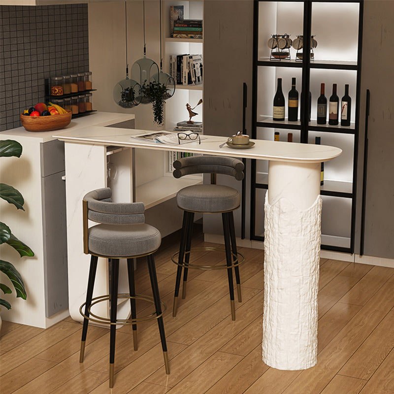 Modern Sintered Stone Bar Table White Specialty Bistro Table with Shelves