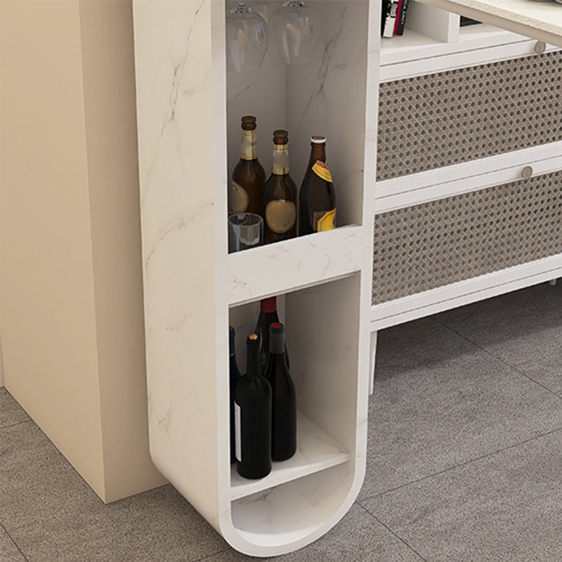 Modern Sintered Stone Bar Table White Specialty Bistro Table with Shelves