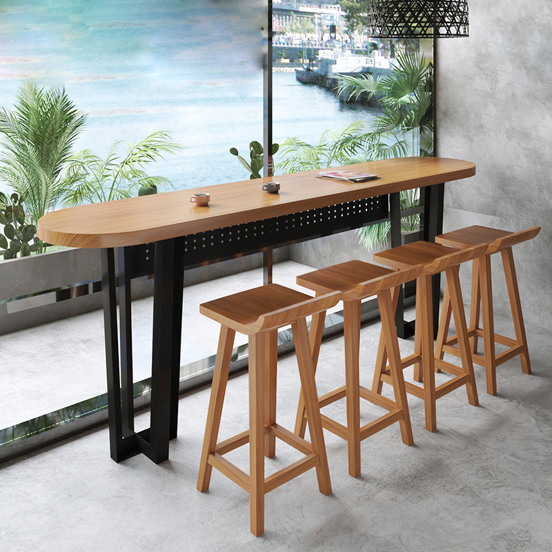 Industrial Style Bar Table Rectangle Solid Wood Bistro Bar Desk for Indoor