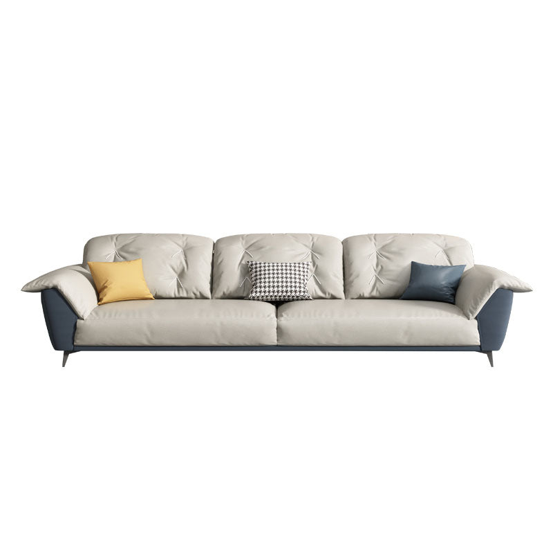 Sewn Pillow Back Sofa Modern Style 34.64" H Faux Leather Sofa