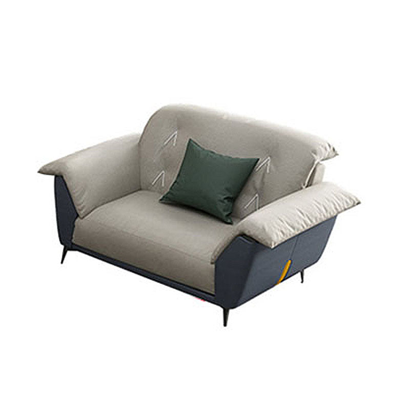 Sewn Pillow Back Sofa Modern Style 34.64" H Faux Leather Sofa