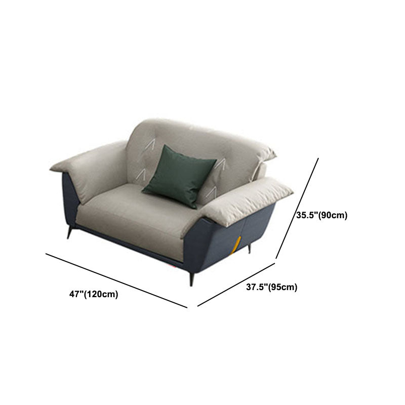 Sewn Pillow Back Sofa Modern Style 34.64" H Faux Leather Sofa
