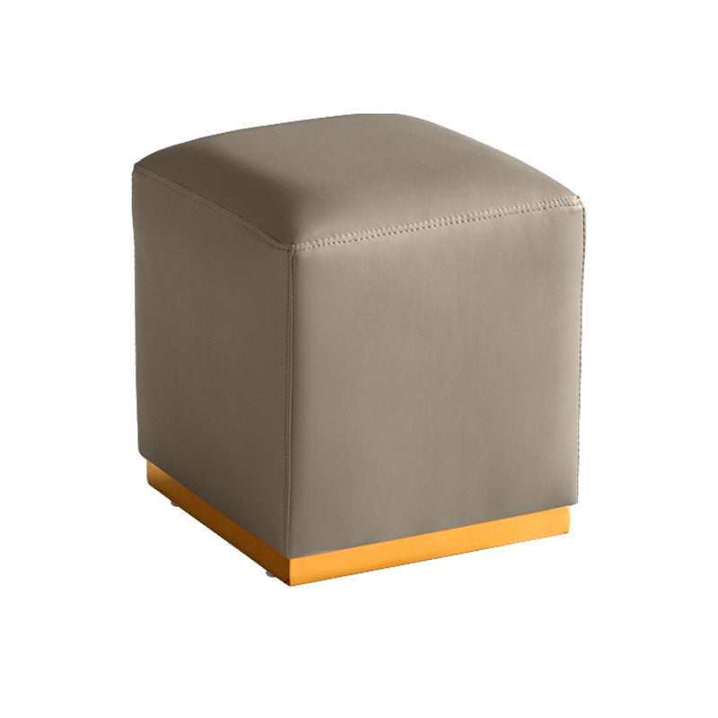Gorgeous Square Ottoman Pure Color Genuine Leather Water Resistant Footstool Ottoman