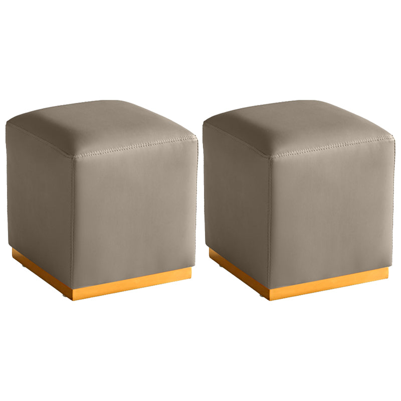 Gorgeous Square Ottoman Pure Color Genuine Leather Water Resistant Footstool Ottoman