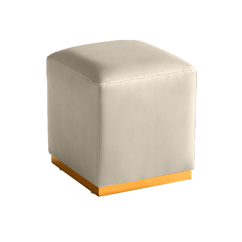 Gorgeous Square Ottoman Pure Color Genuine Leather Water Resistant Footstool Ottoman