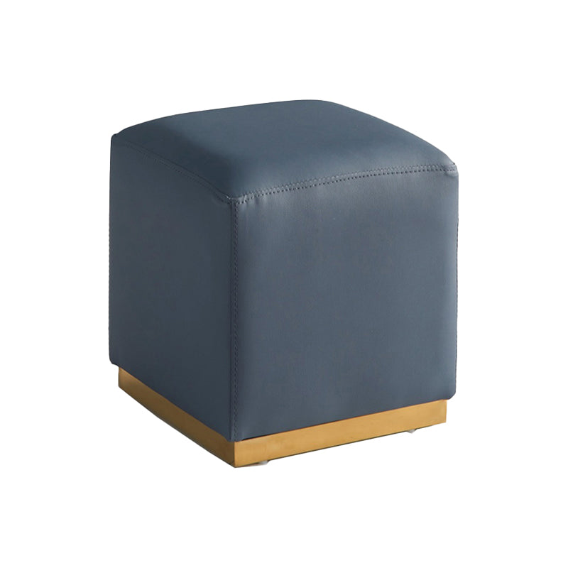 Gorgeous Square Ottoman Pure Color Genuine Leather Water Resistant Footstool Ottoman