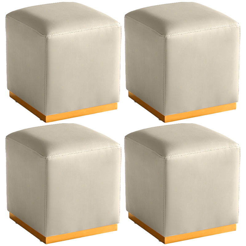 Gorgeous Square Ottoman Pure Color Genuine Leather Water Resistant Footstool Ottoman