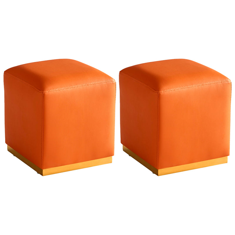 Gorgeous Square Ottoman Pure Color Genuine Leather Water Resistant Footstool Ottoman