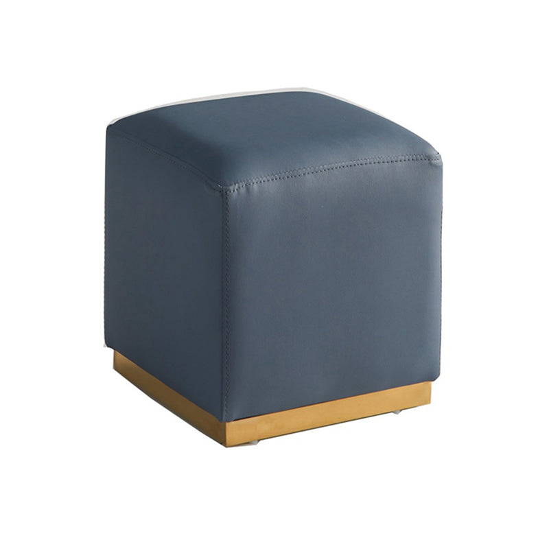 Gorgeous Square Ottoman Pure Color Genuine Leather Water Resistant Footstool Ottoman