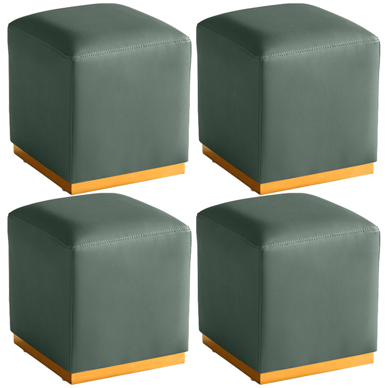 Gorgeous Square Ottoman Pure Color Genuine Leather Water Resistant Footstool Ottoman
