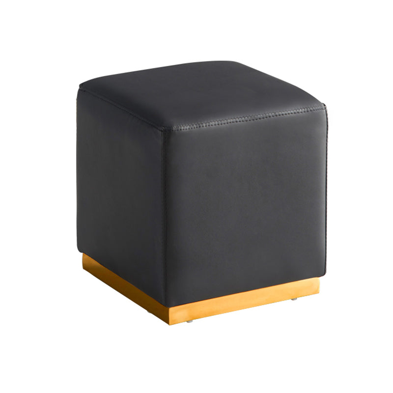Gorgeous Square Ottoman Pure Color Genuine Leather Water Resistant Footstool Ottoman