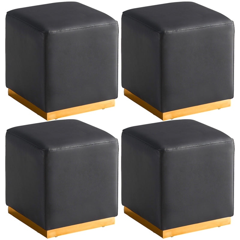 Gorgeous Square Ottoman Pure Color Genuine Leather Water Resistant Footstool Ottoman