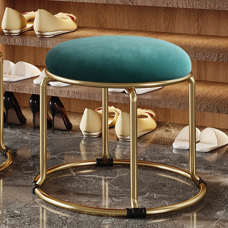 Standard Glam Round Ottoman Velvet Tear Resistant Indoor Pure Color Ottoman