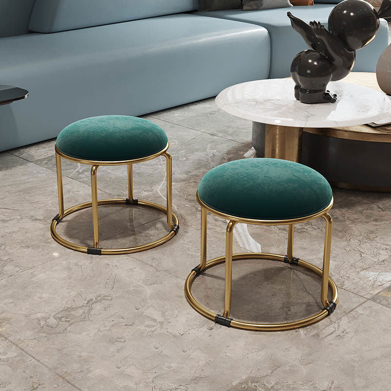 Standard Glam Round Ottoman Velvet Tear Resistant Indoor Pure Color Ottoman