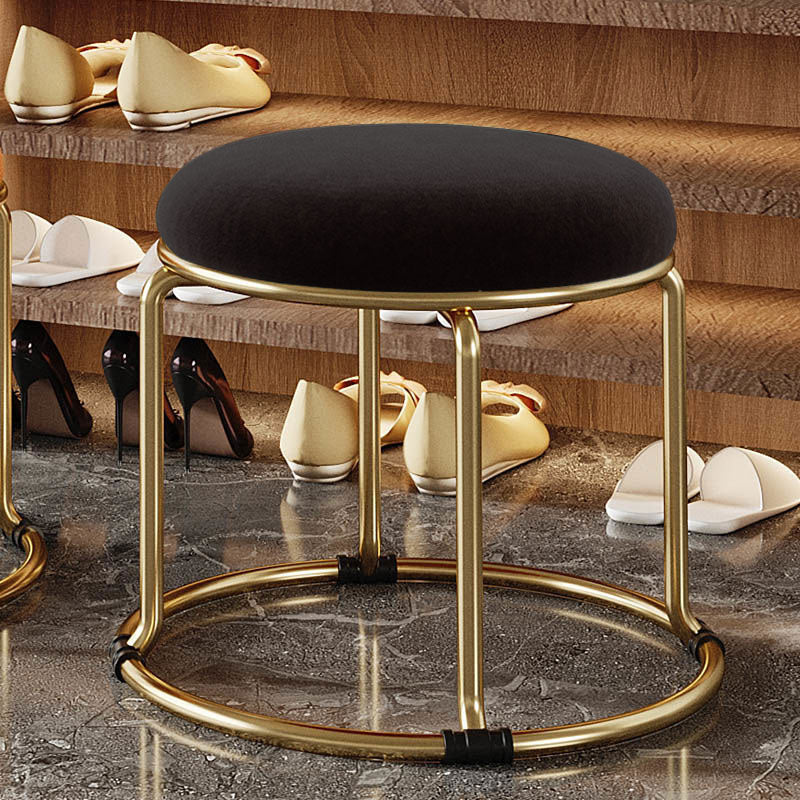 Standard Glam Round Ottoman Velvet Tear Resistant Indoor Pure Color Ottoman