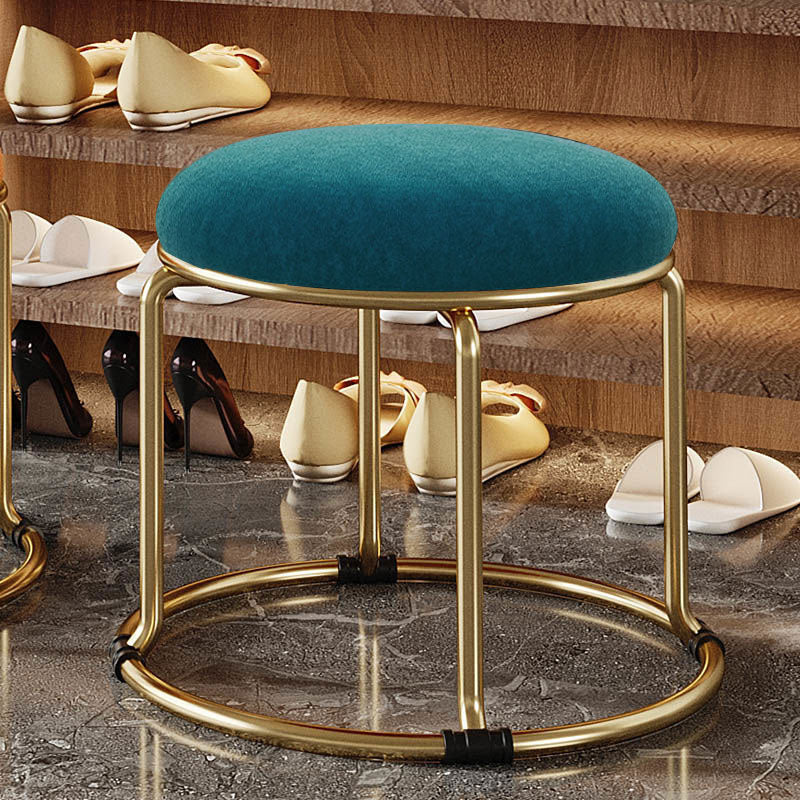 Standard Glam Round Ottoman Velvet Tear Resistant Indoor Pure Color Ottoman