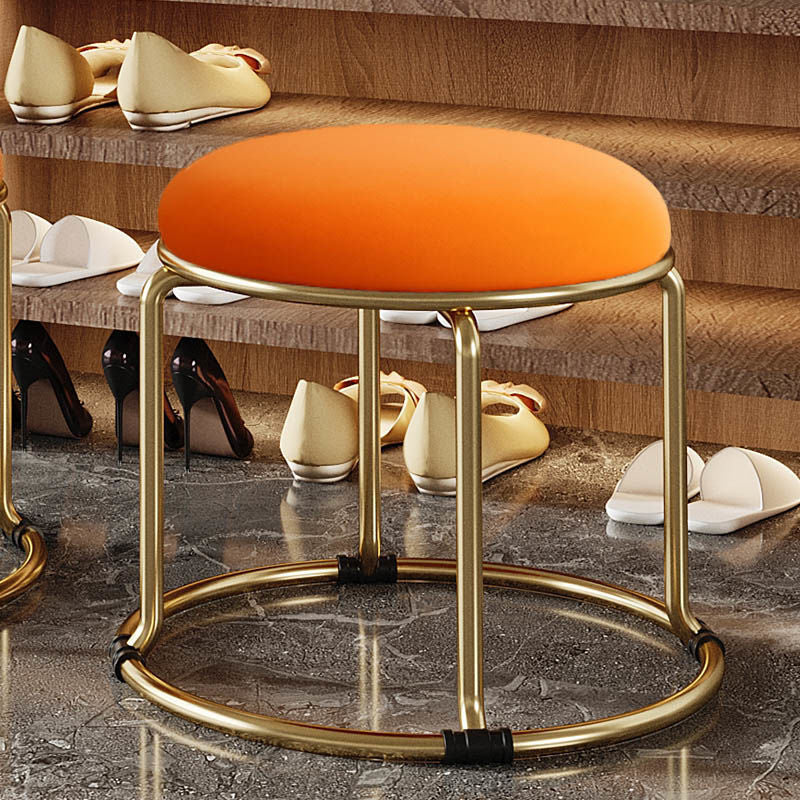 Standard Glam Round Ottoman Velvet Tear Resistant Indoor Pure Color Ottoman