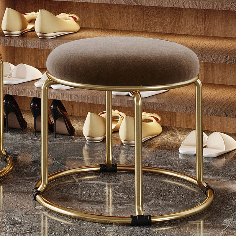 Standard Glam Round Ottoman Velvet Tear Resistant Indoor Pure Color Ottoman