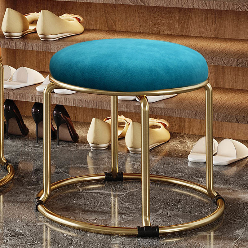 Standard Glam Round Ottoman Velvet Tear Resistant Indoor Pure Color Ottoman