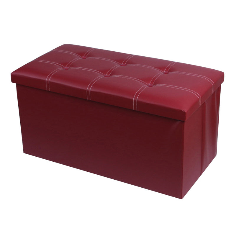 Mid-Century Modern Pouf Ottoman PU Leather Tufted Square Ottoman with Storage
