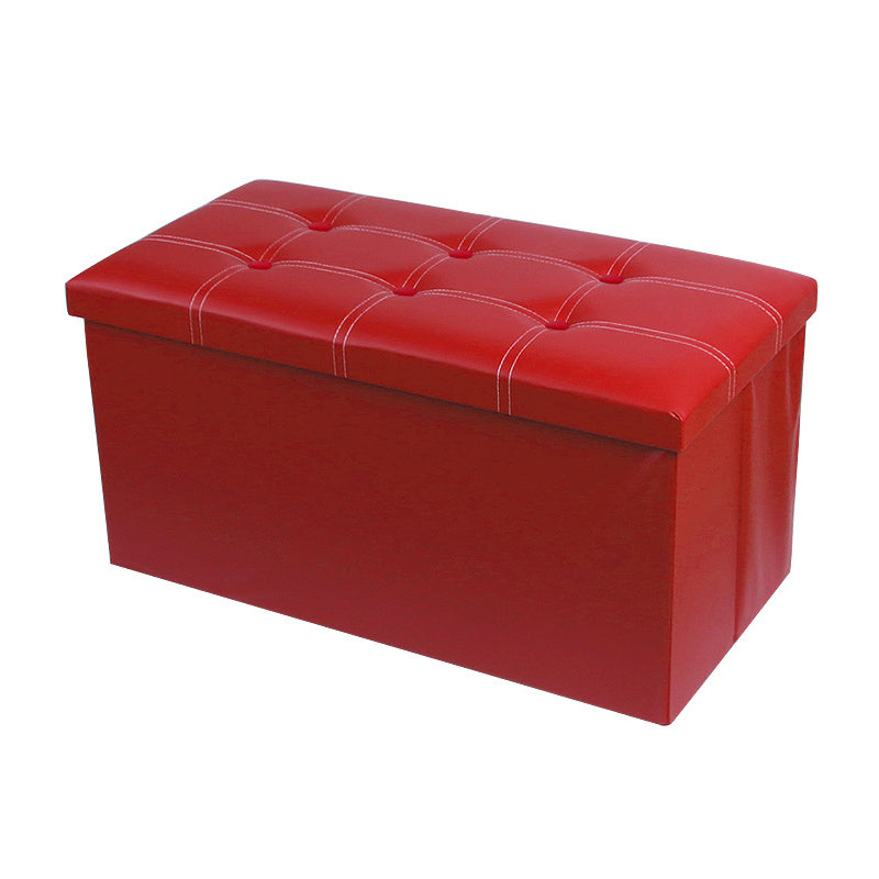 Mid-Century Modern Pouf Ottoman PU Leather Tufted Square Ottoman with Storage
