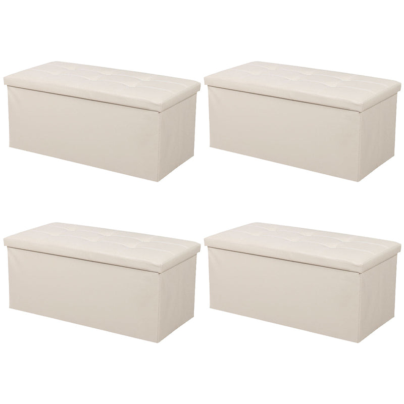 Mid-Century Modern Pouf Ottoman PU Leather Tufted Square Ottoman with Storage