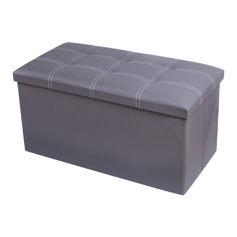 Mid-Century Modern Pouf Ottoman PU Leather Tufted Square Ottoman with Storage