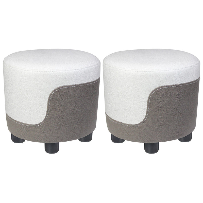 Popular Round Pouf Chair Contrast Color Cotton Water Resistant Footstool Ottoman