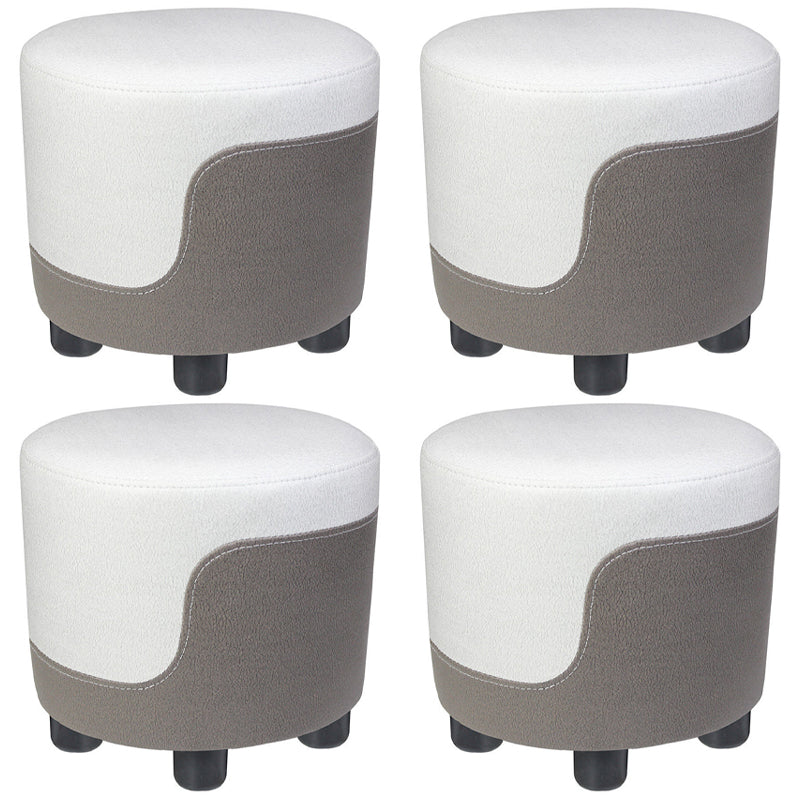 Popular Round Pouf Chair Contrast Color Cotton Water Resistant Footstool Ottoman