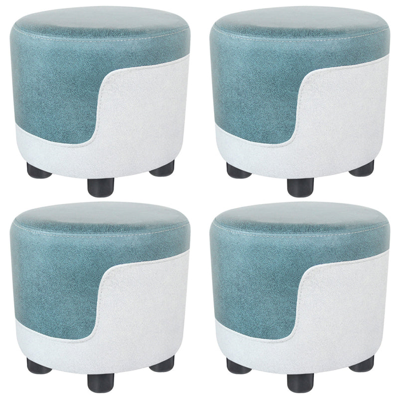 Popular Round Pouf Chair Contrast Color Cotton Water Resistant Footstool Ottoman