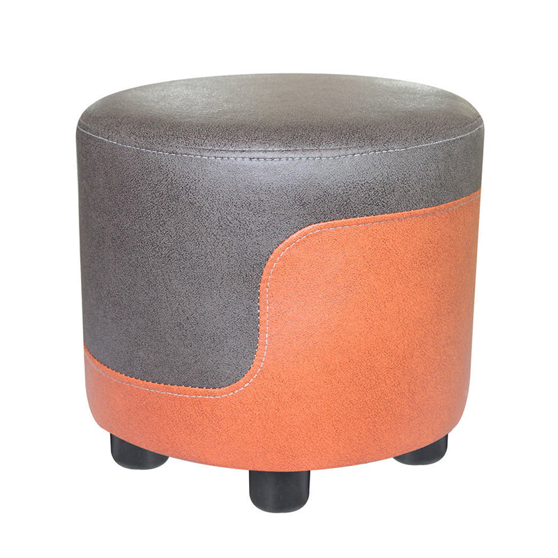 Popular Round Pouf Chair Contrast Color Cotton Water Resistant Footstool Ottoman