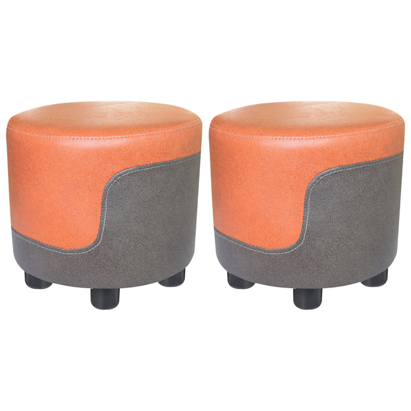 Popular Round Pouf Chair Contrast Color Cotton Water Resistant Footstool Ottoman