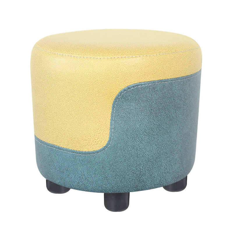 Popular Round Pouf Chair Contrast Color Cotton Water Resistant Footstool Ottoman