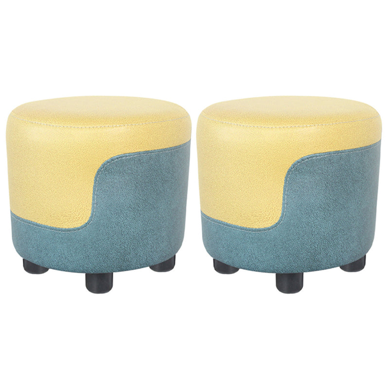 Popular Round Pouf Chair Contrast Color Cotton Water Resistant Footstool Ottoman